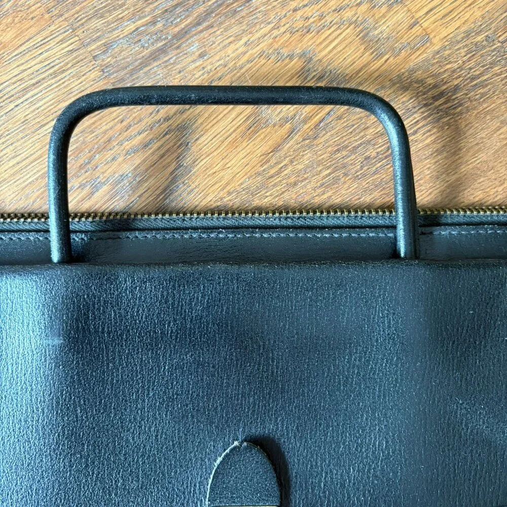 1960s French Leather Document Case – Retractable Handle – Mid-Century Executive